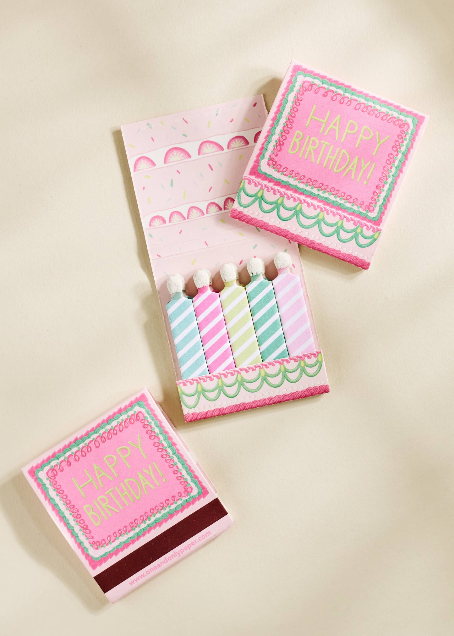 One & Only Paper - Happy Birthday Vintage Cake Printed 10 Stem Matchbooks
