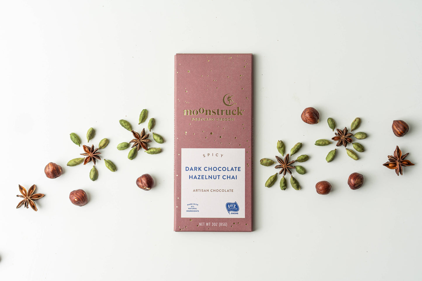 Moonstruck Chocolate Co - Spicy Dark Chocolate Hazelnut Chai Bar