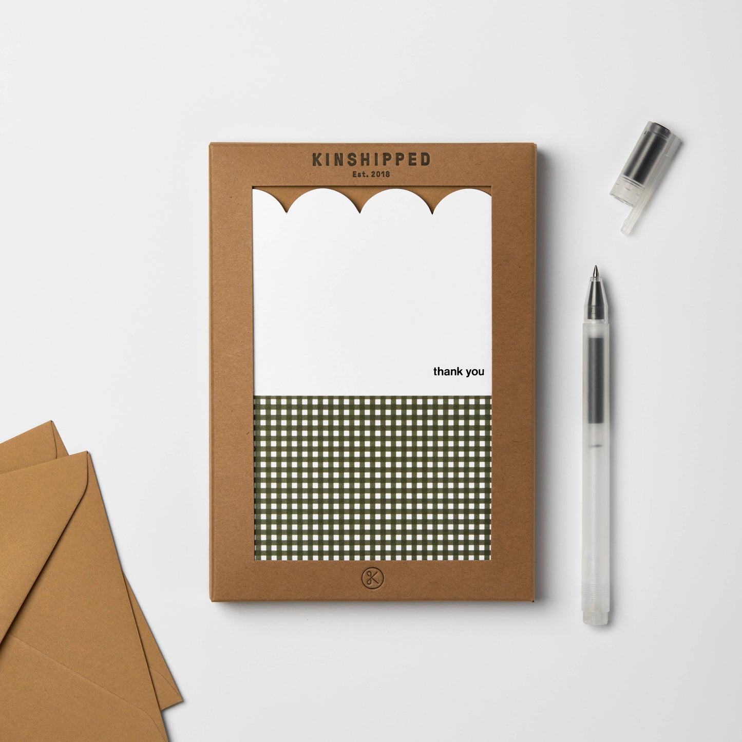 Scalloped Green ‘Thank You’ Card