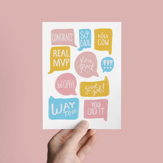 Parcel Island - Say Congrats! Congratulations Colorful Type Greeting Card