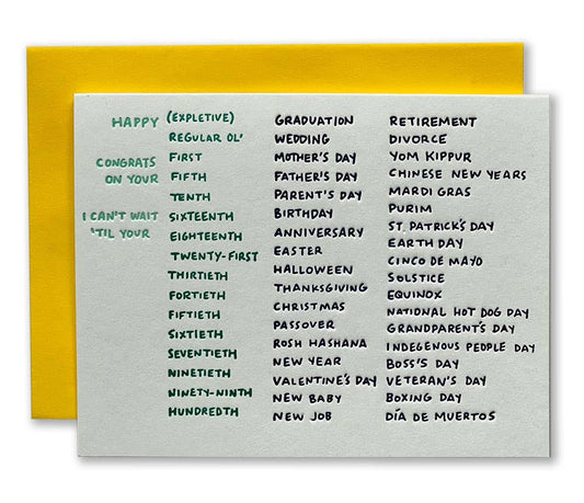 A Card for Every Occasion Greeting Card