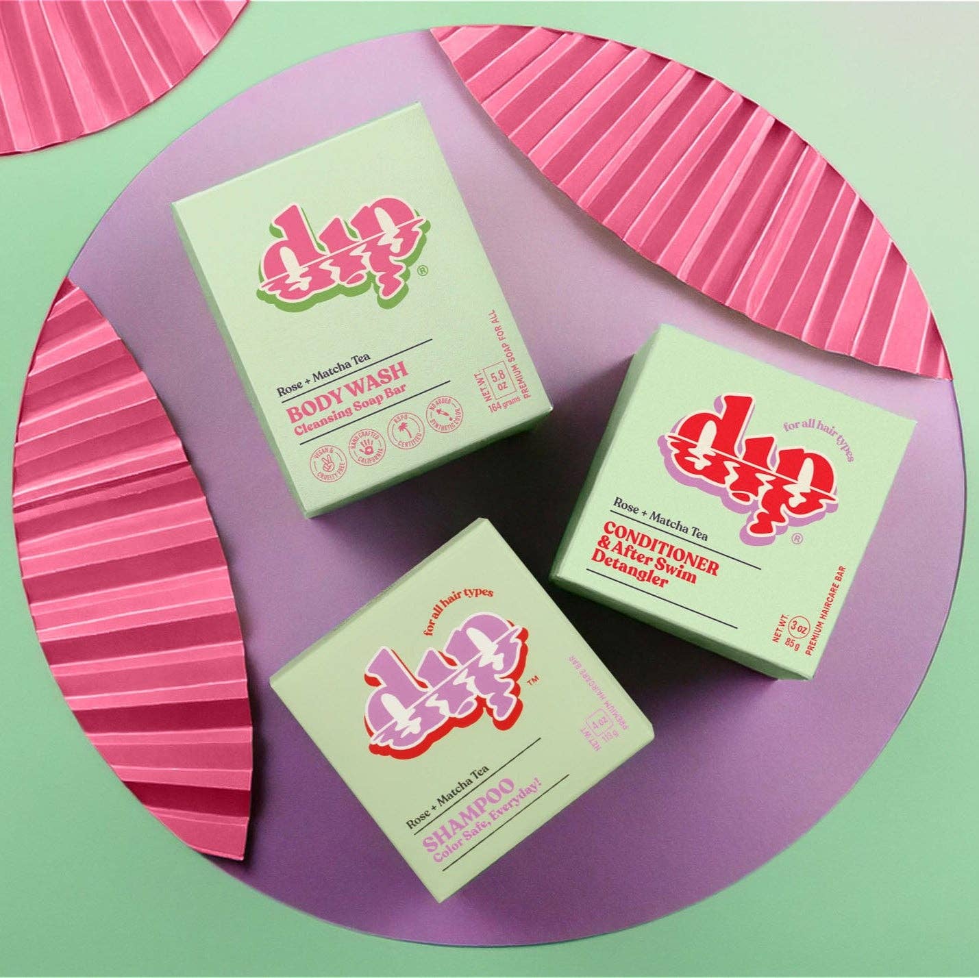 Rose & Matcha Tea
 - Dip Body Wash Cleansing Soap Bar