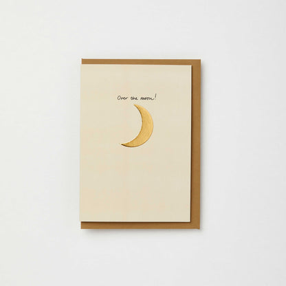 Kinshipped - Over the moon good news/new baby card with gold foil