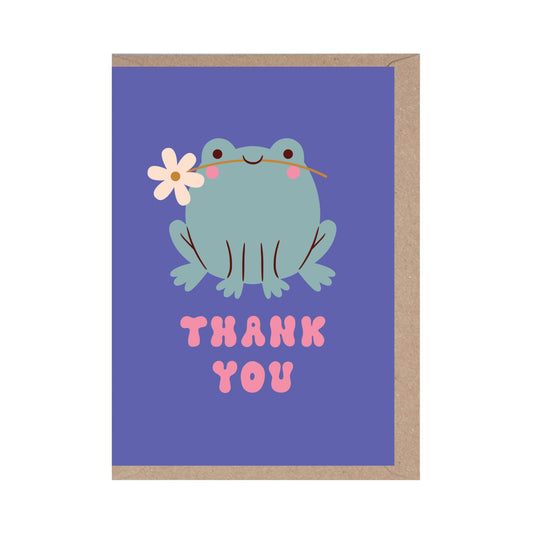 Rumble Cards - Thank You - Cute Frog - Flower - Gratitude Card - Love Merci