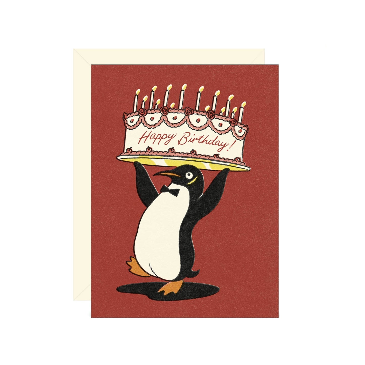 Birthday Card Penguin with Cake