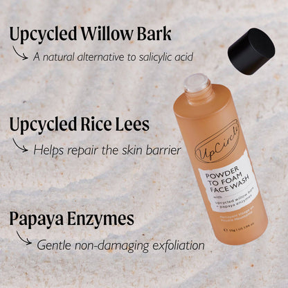 Powder-to-Foam Face Wash with Upcycled Willow Bark + Papaya