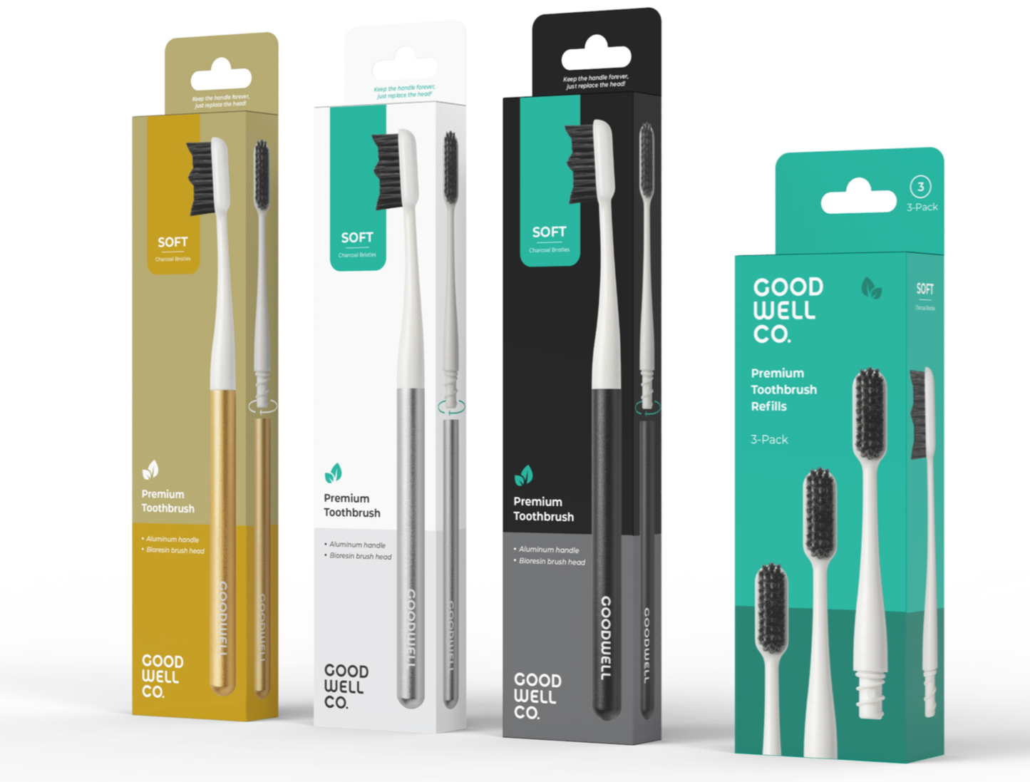 Aluminum Handle Toothbrush + Replaceable Brush Head