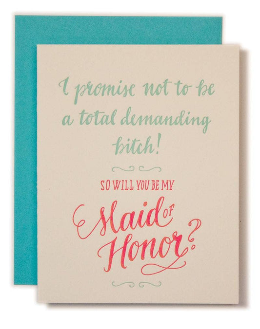 Ladyfingers Letterpress - Maid Of Honor Card