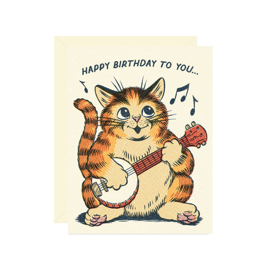 Happy Birthday Singing Banjo Cat Card