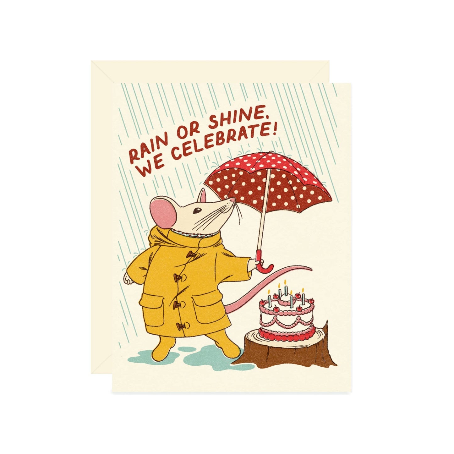 Mouse Rainy Day Birthday Card