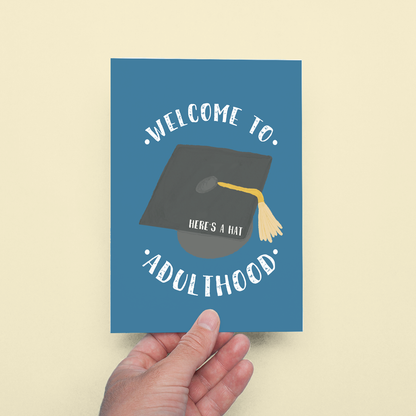 Welcome to Adulthood Graduation Cap Congratulations Card