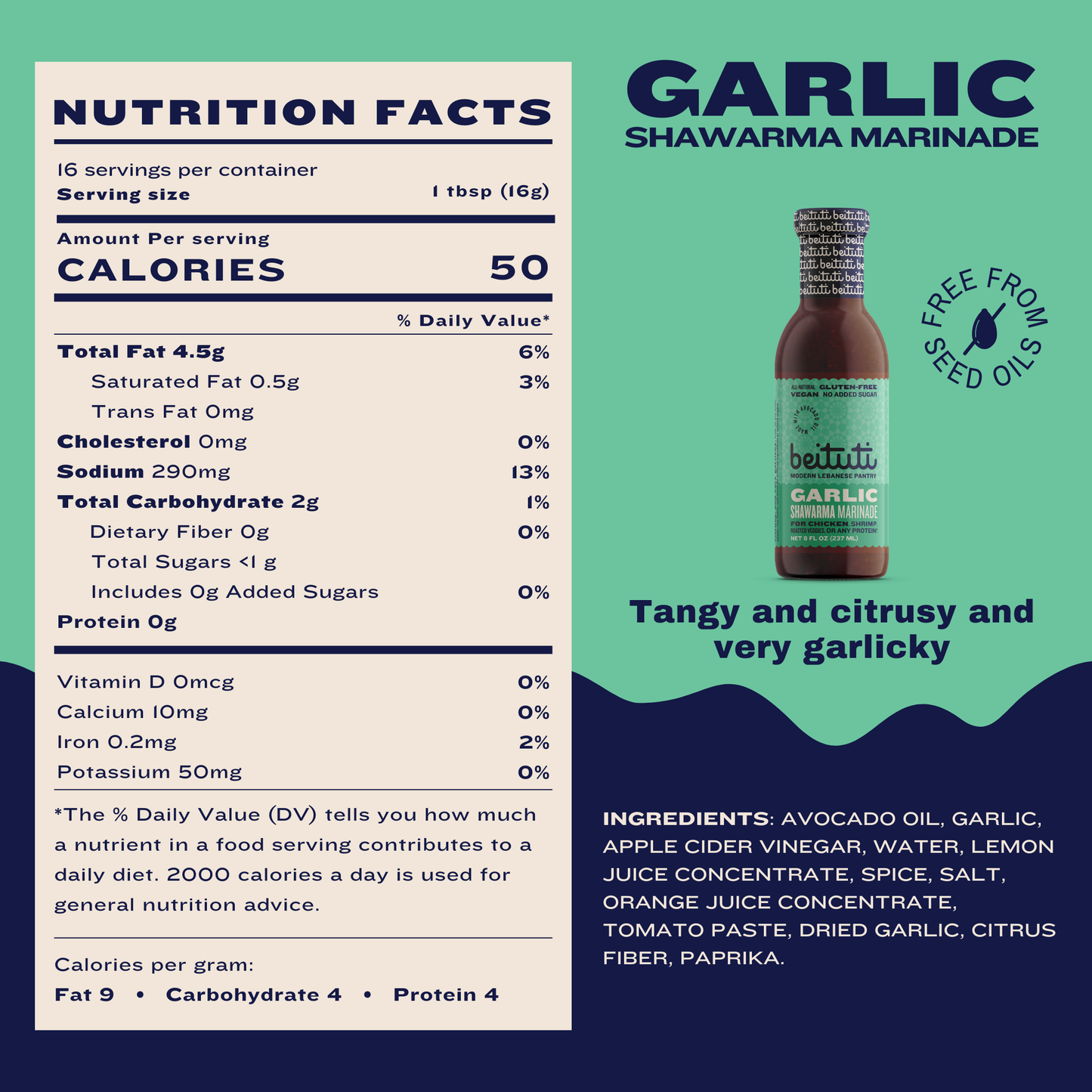 Garlic Shawarma Marinade, made with Avocado oil