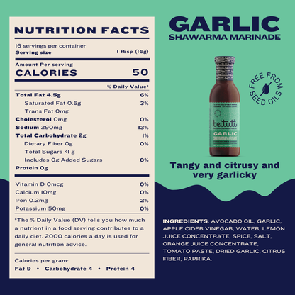 Garlic Shawarma Marinade, made with Avocado oil