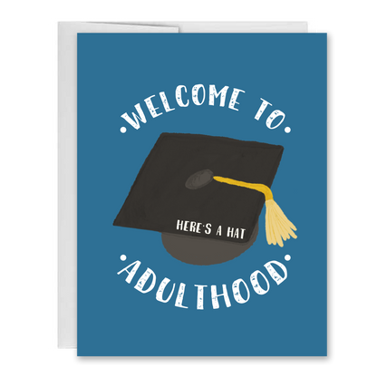 Welcome to Adulthood Graduation Cap Congratulations Card