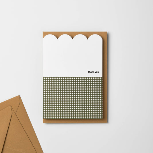 Scalloped Green ‘Thank You’ Card